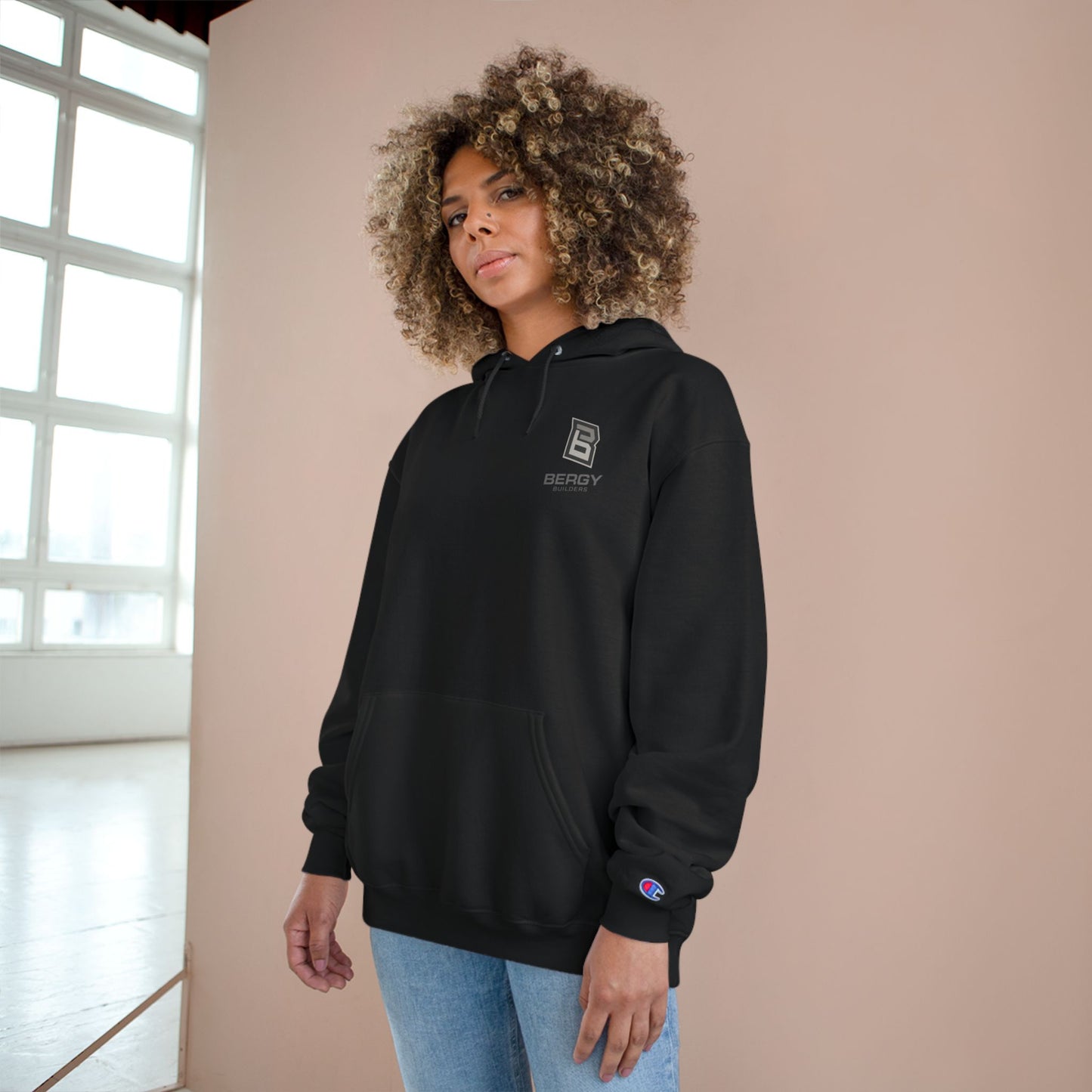 Bergy Logo Hoodie | Minimal Chest Emblem, Champion Hoodie