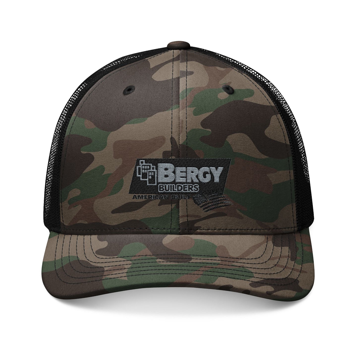 Camo Trucker Hat — Embroidered Bergy Outdoors Logo
