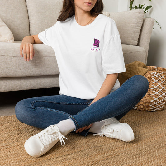 Bergy Builders Logo Tee — Minimalist Pink Chest Logo T-Shirt
