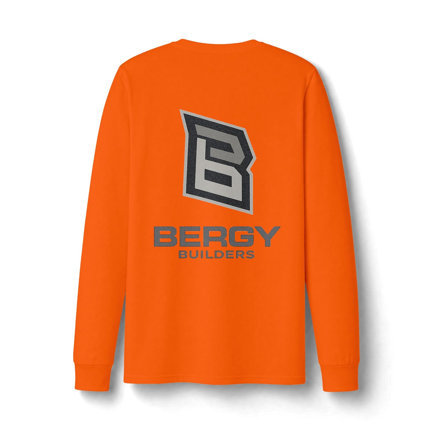 Construction Work Long Sleeve Tee — Bergy Builders Safety Orange Logo