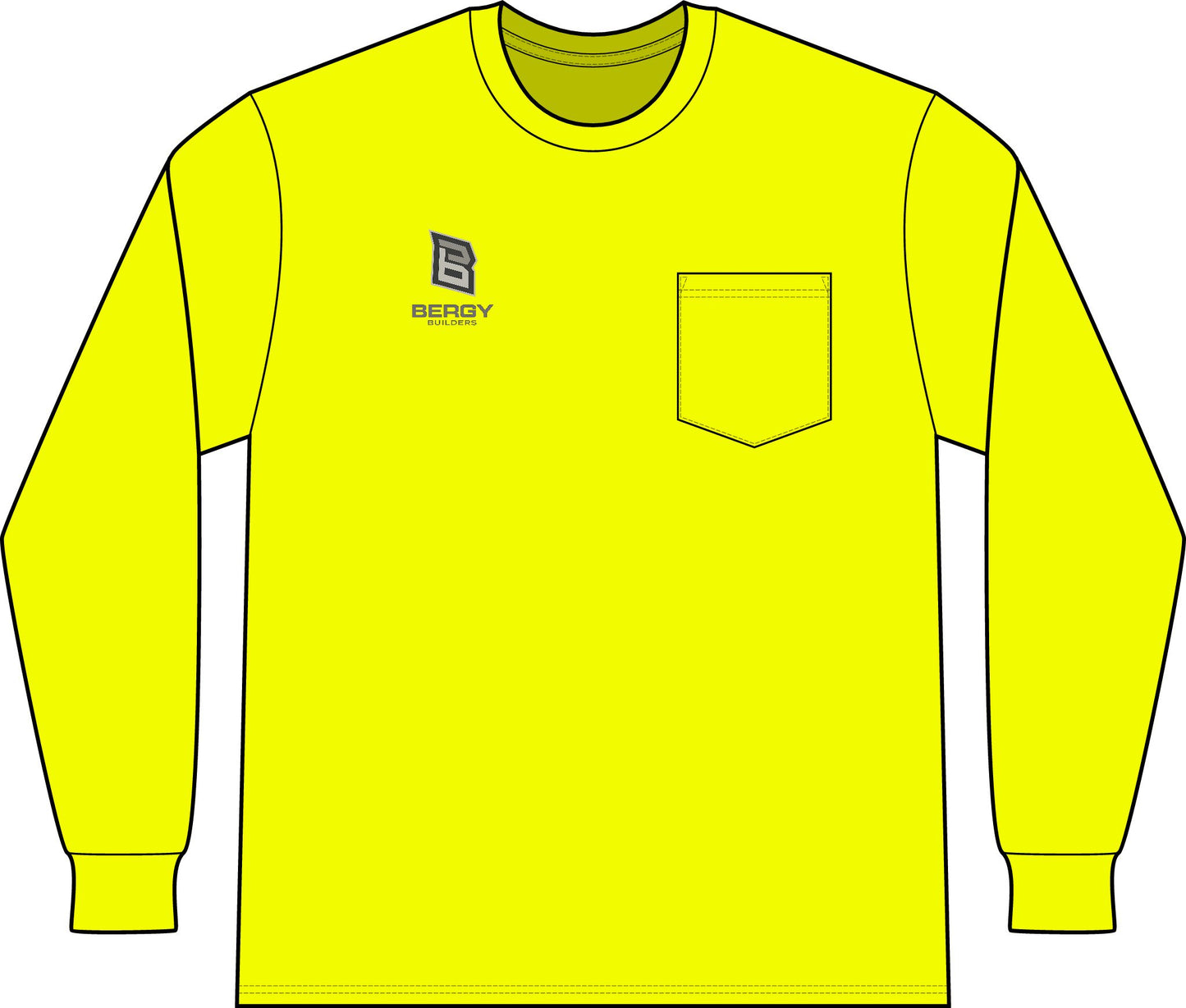 Bergy Builders Long Sleeve Pocket Workshirt — Distressed Flag Logo