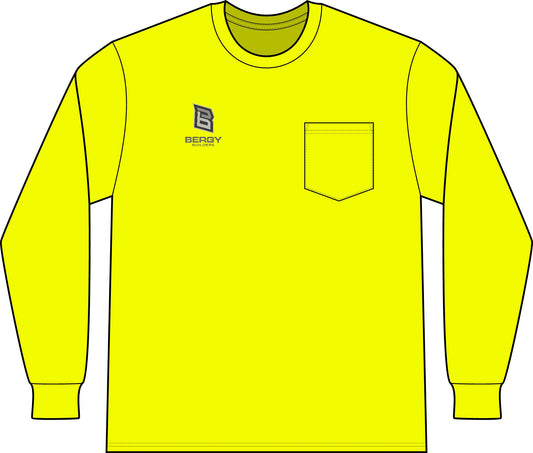 Bergy Builders Long Sleeve Pocket Workshirt — Distressed Flag Logo
