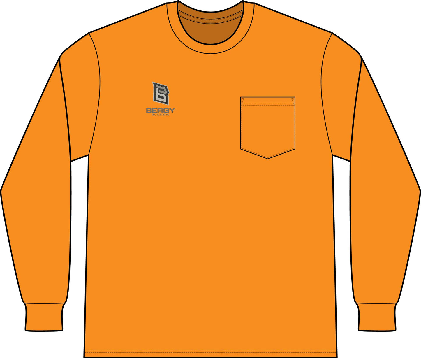 Bergy Builders Long Sleeve Pocket Workshirt — Distressed Flag Logo