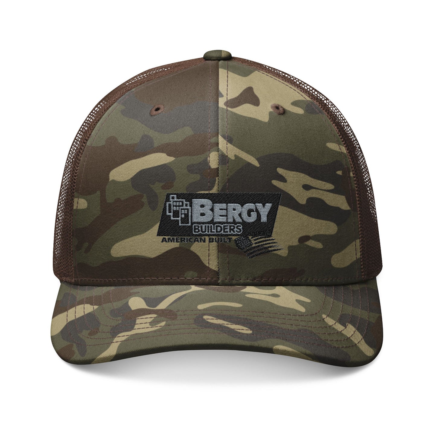 Camo Trucker Hat — Embroidered Bergy Outdoors Logo