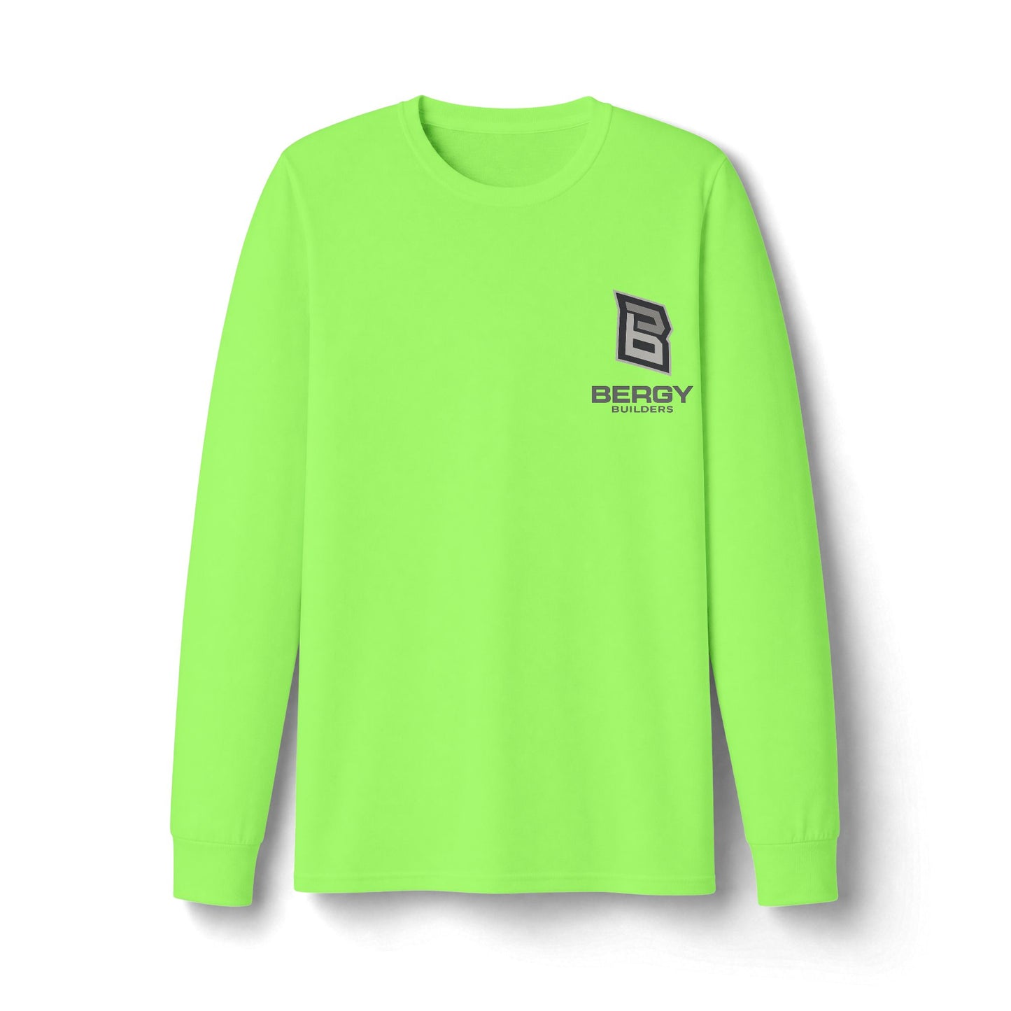 Construction Work Long Sleeve Tee — Bergy Builders Safety Orange Logo