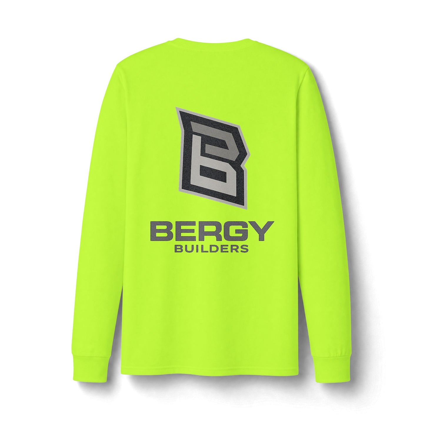Construction Work Long Sleeve Tee — Bergy Builders Safety Orange Logo