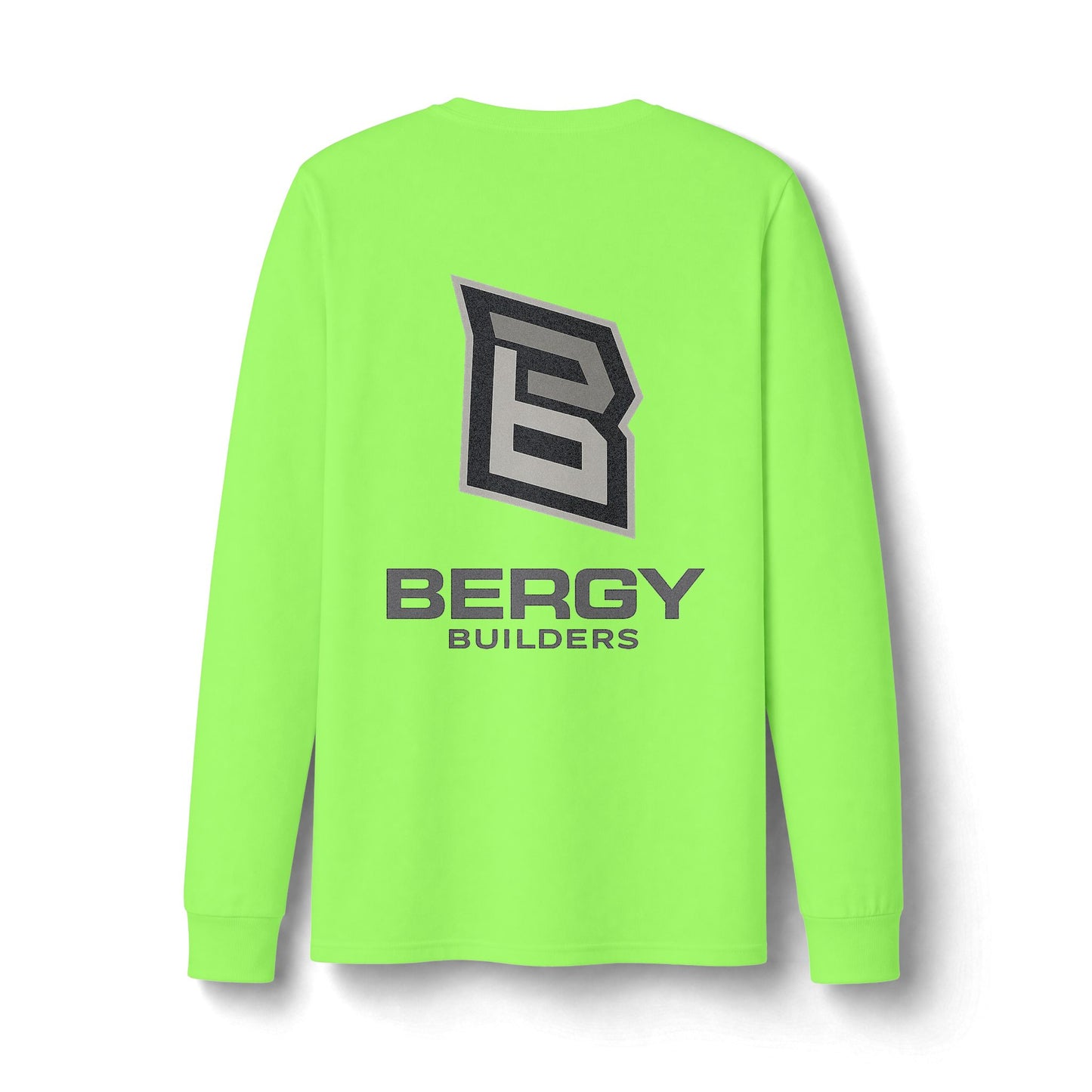 Construction Work Long Sleeve Tee — Bergy Builders Safety Orange Logo